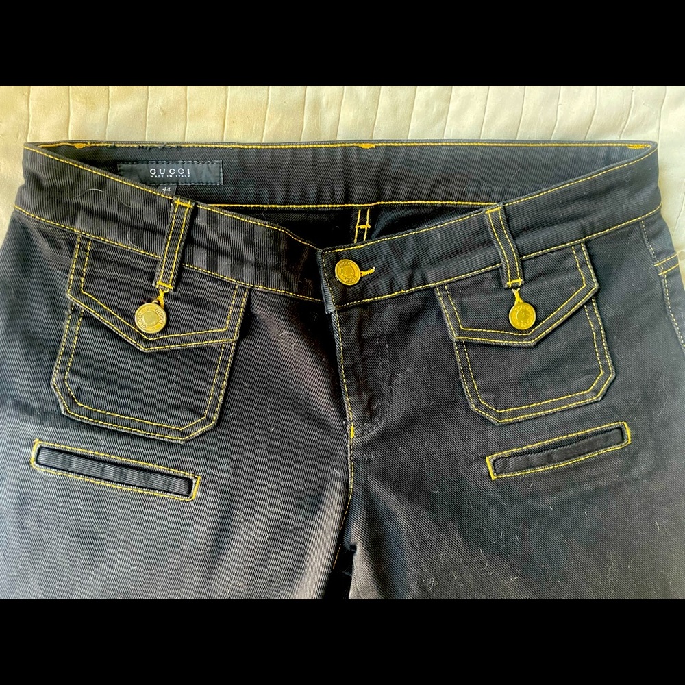 “Sold!!!!Gucci” Black Jeans With Hold Buttons and Pickets